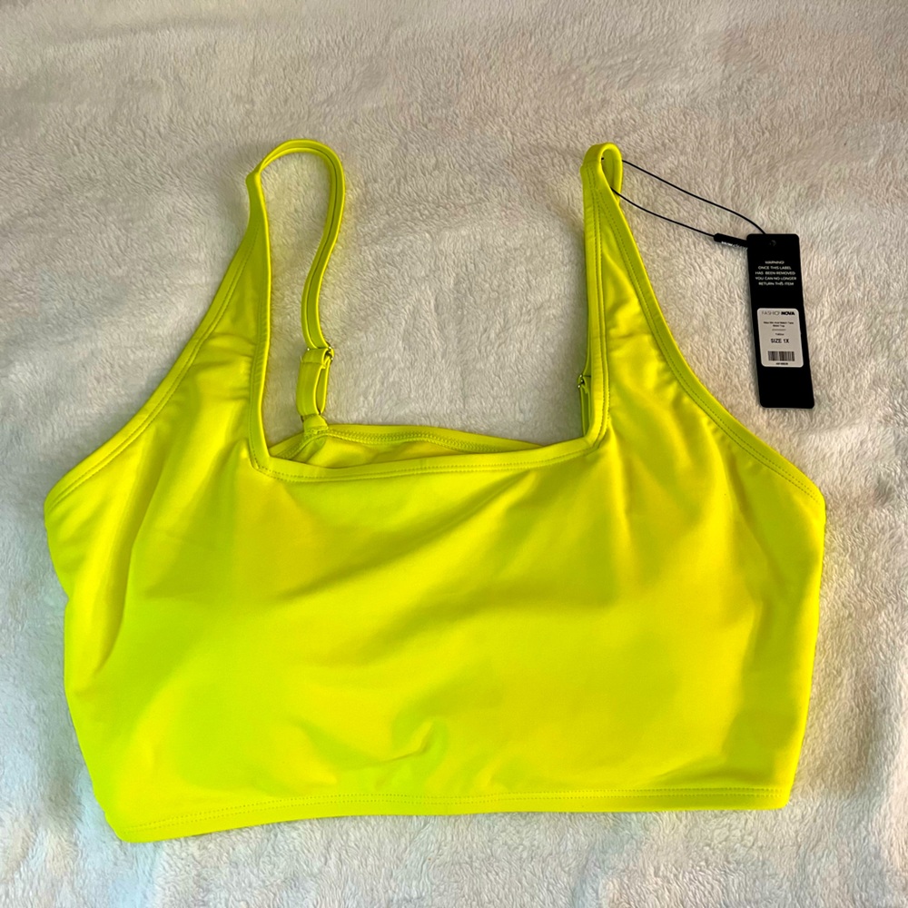 NWT-New with tag Fashion Nova bikini, top neon yellow size 1X